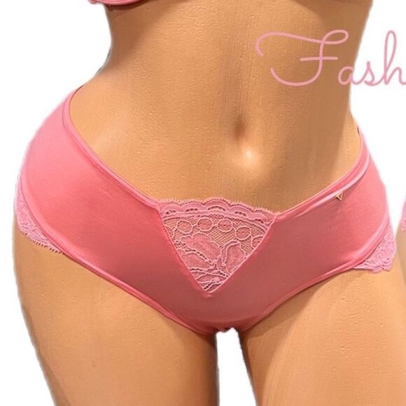 Victorias Secret Very Sexy Smooth Satin Micro Lace Insert cheeky panty pink - Picture 1 of 10